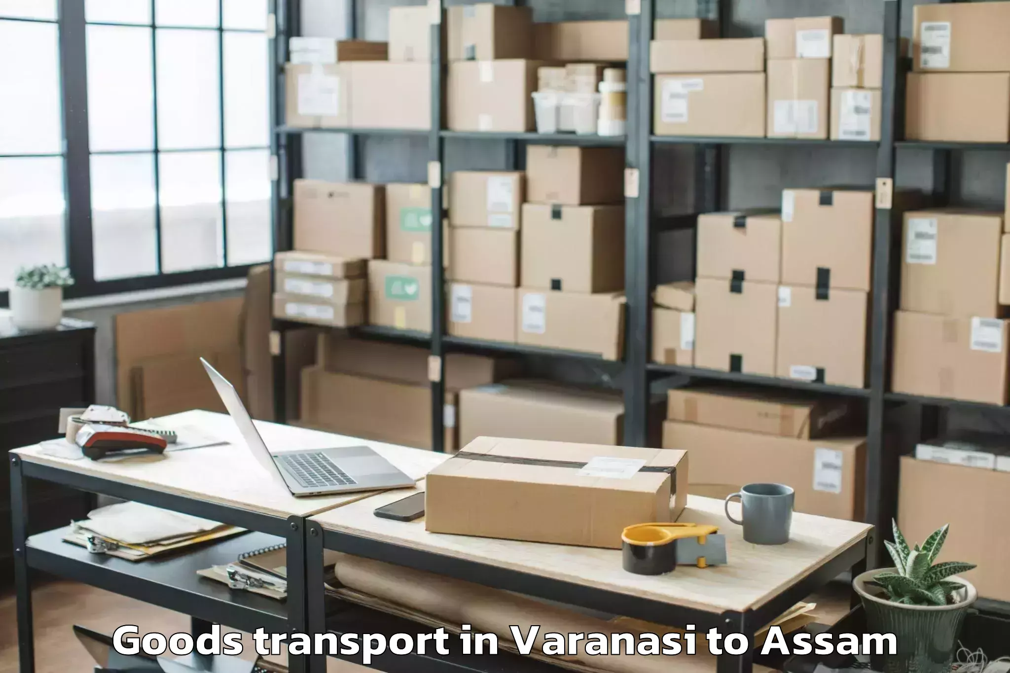 Trusted Varanasi to Sarthebari Goods Transport